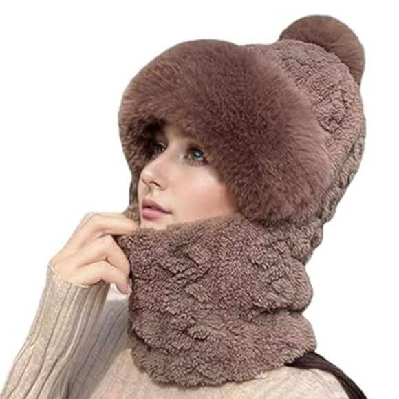 Fleece Lined 3-in-1 Beanie Scarf Mask Set Winter Warmth main image 7
